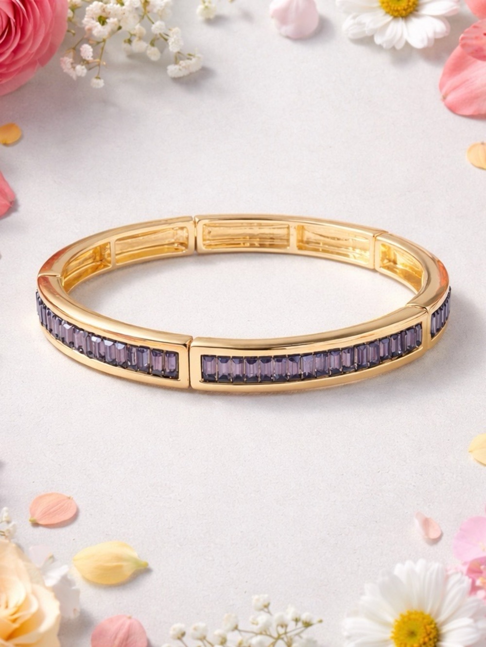 1 day Special Park Lane Purple Baguette Lush Bangle Stretch Bracelet